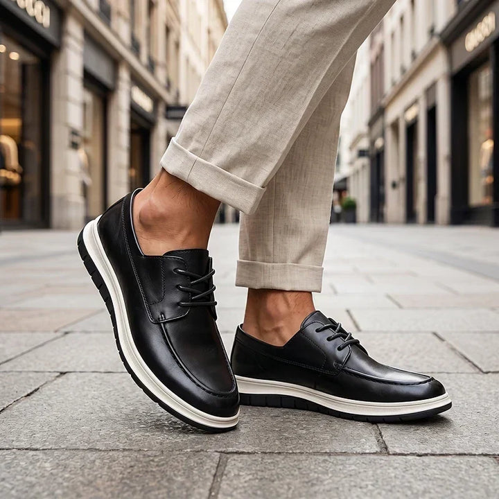 Elio Earth Tone Leather Sneakers, view 8 - Elena Harper