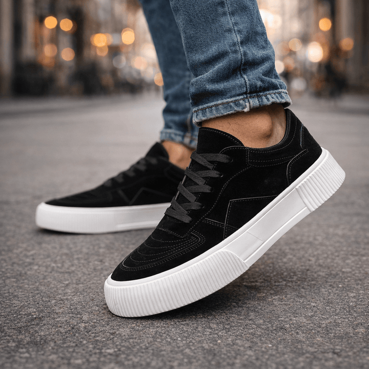 Aurelio Multicolored Suede Sneakers, view 8 - Elena Harper