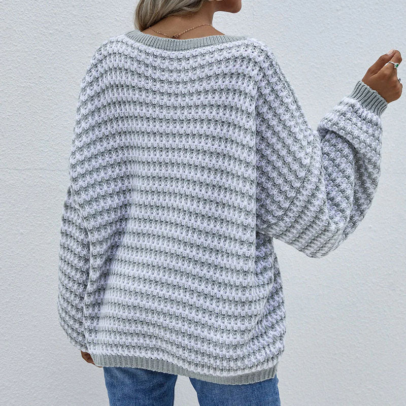 Casual Striped Knit Pullover