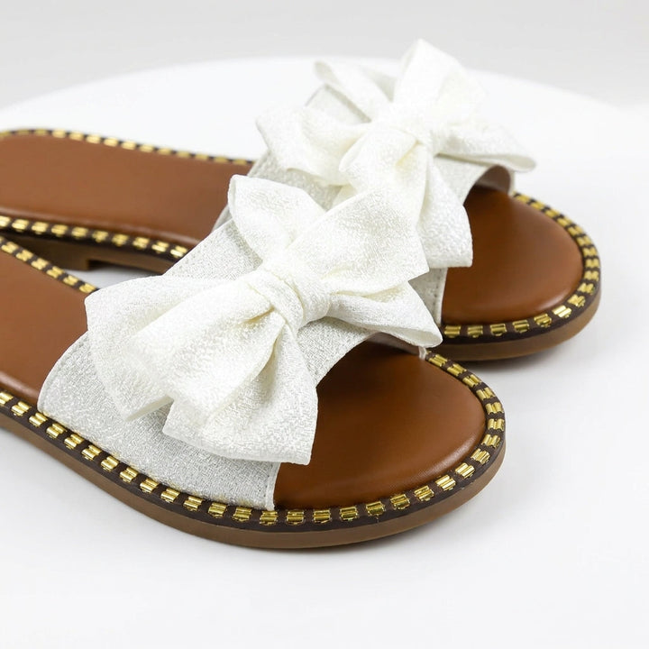 Bow Flat Slide Sandals