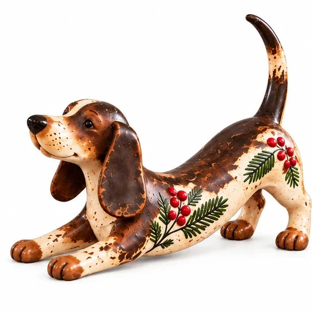 Dashwood Hollow Hand-Painted Dachshund Christmas Figurine - Elena Harper