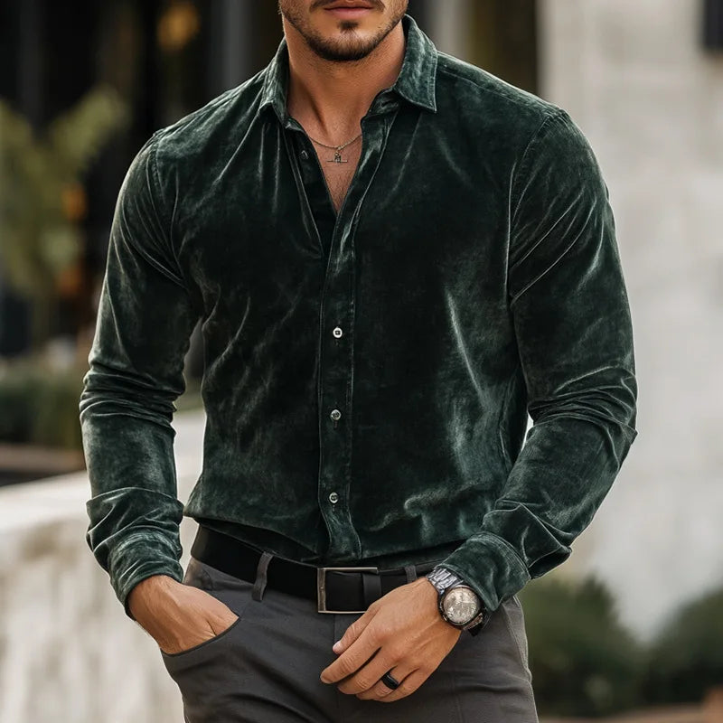 Classic Velvet Shirt for Men - Elena Harper