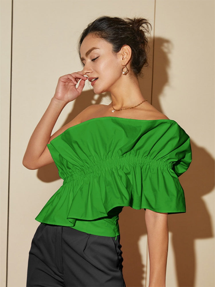 Temperament Ruffled Short-Sleeve Top