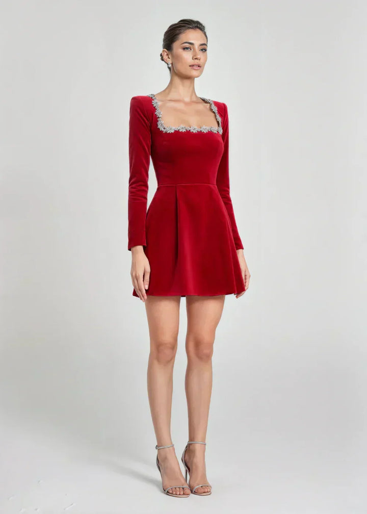 Willow Mini Velvet Dress, view 7 - Elena Harper