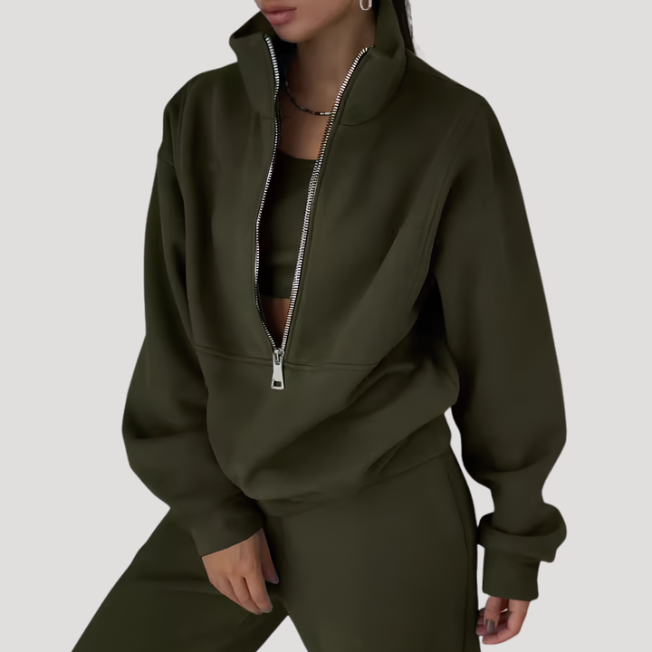 Women's Half-Zip Sweatshirt and Pants Set