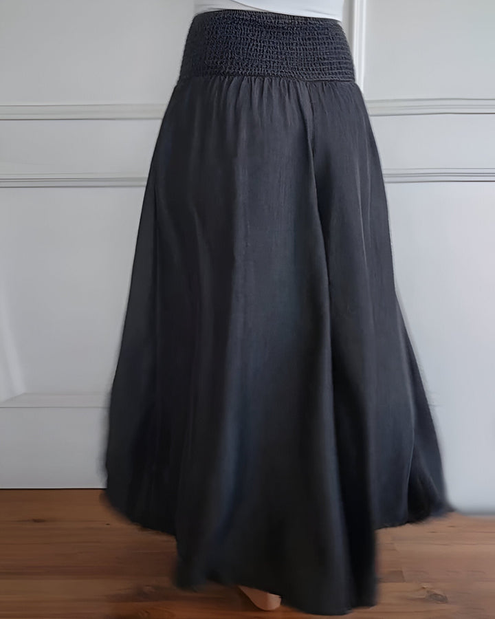 Women's Flowy Smocked Maxi Skirt with Pockets - Effortless Style