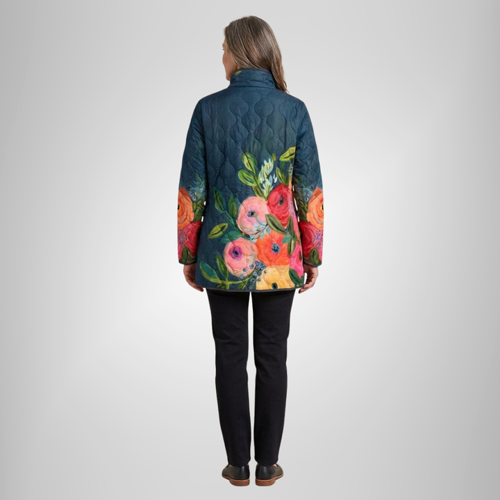 Elina | Vintage Floral Print Quilted Jacket