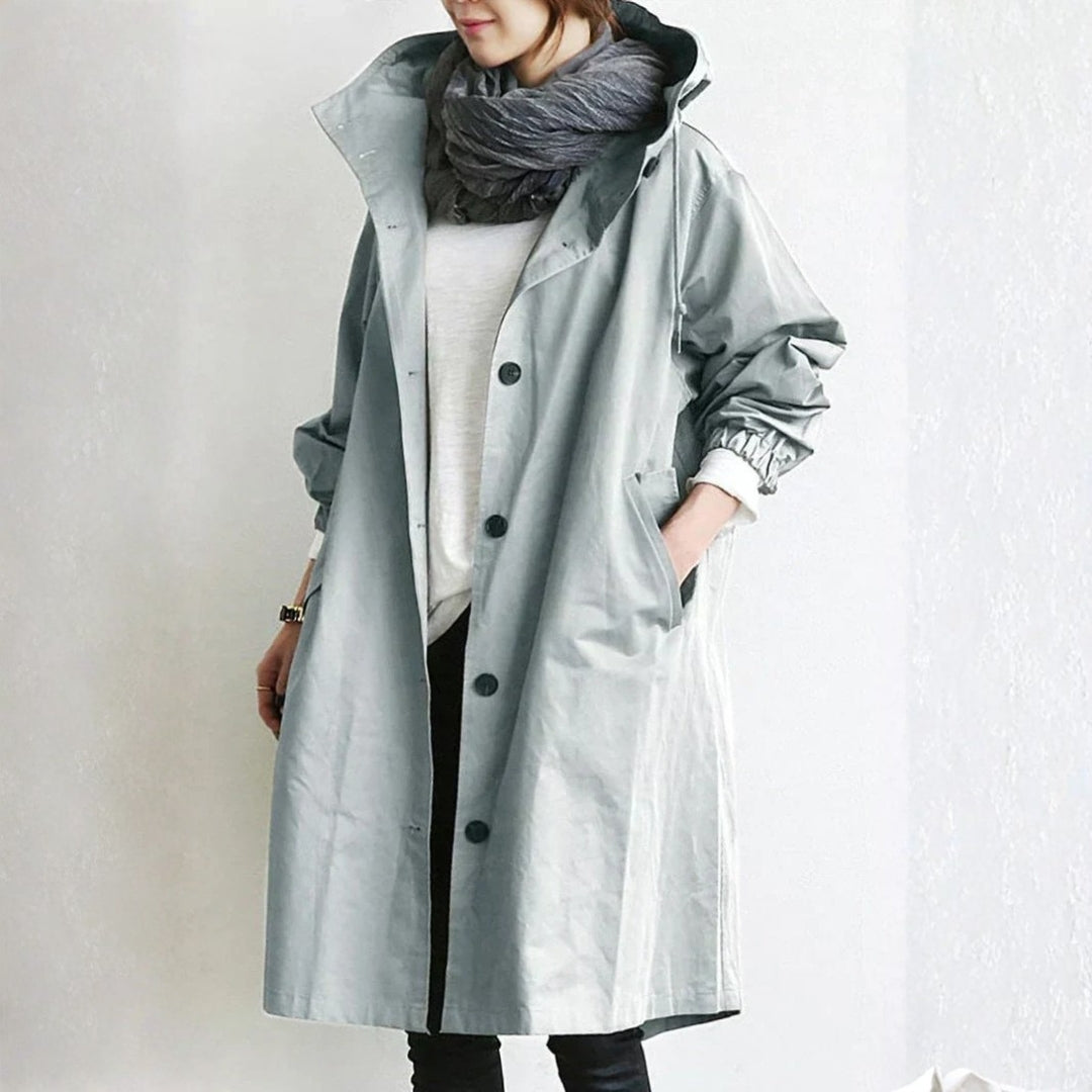 Edith | Women's Long Street Coat with Button Placket