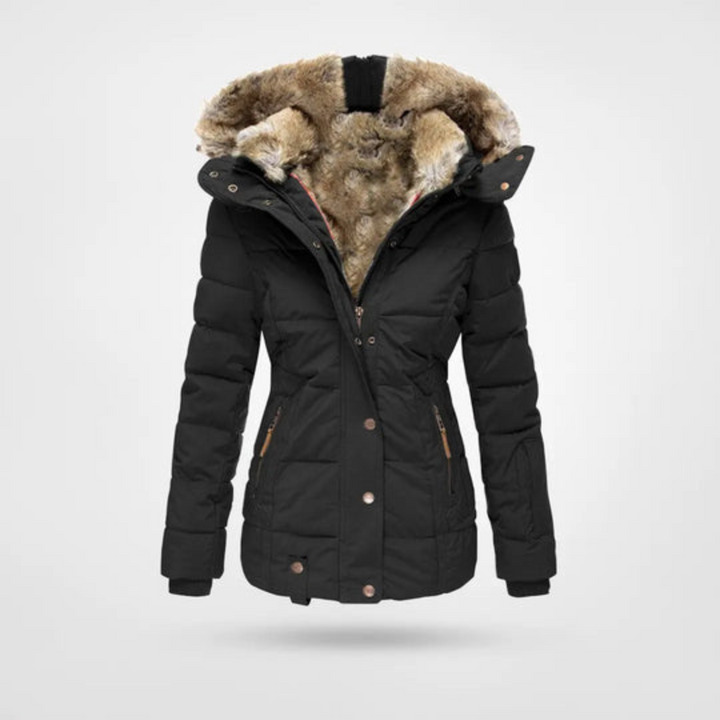 Karine - Elegant Puffer Jacket with Faux Fur Hood