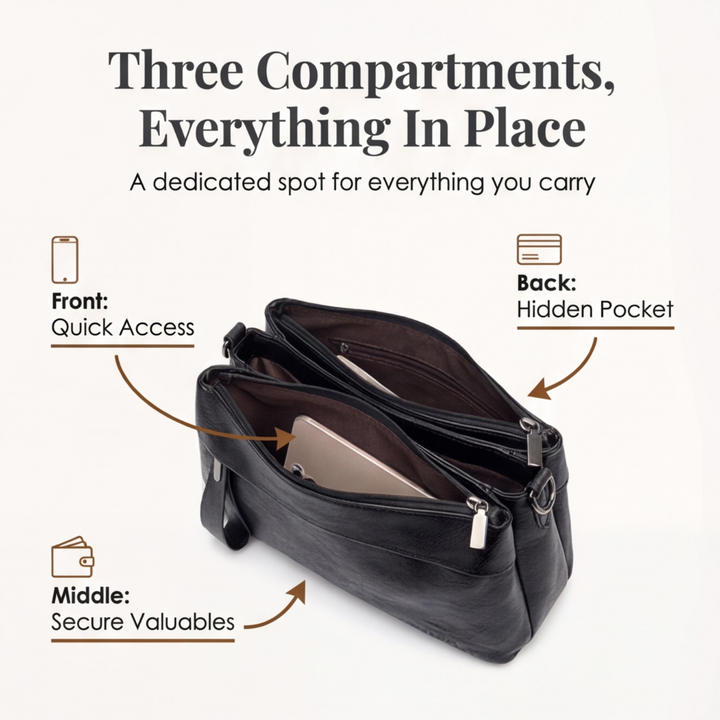 Carria Soft Leather Crossbody With 3 Compartments - Elena Harper