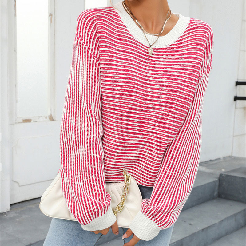 Casual Striped Knit Pullover