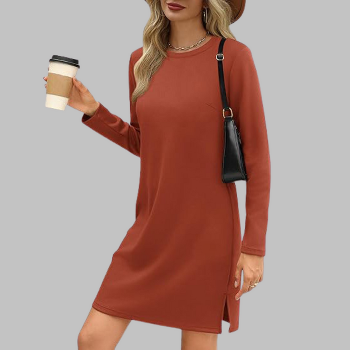 TATLO™ - Casual Long Sleeve Round Neck Mini Dress