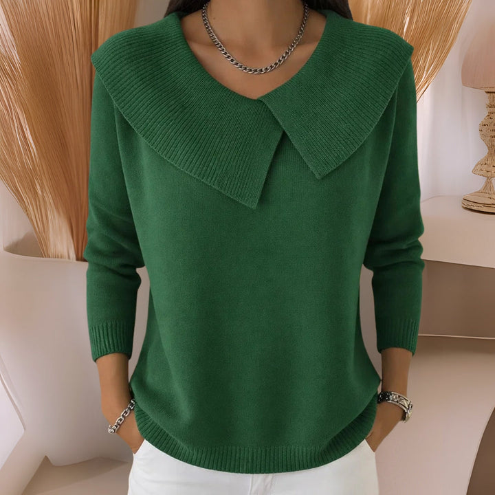 CHARLOTTE Knit Sweater with Soft Collar - Elena Harper