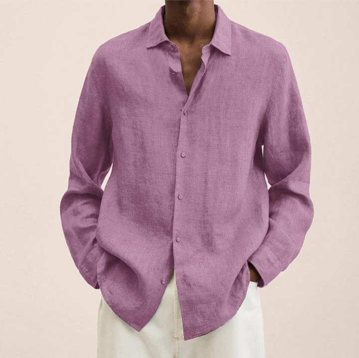 Men's Long-Sleeve Button-Up Shirt - Versatile & Stylish
