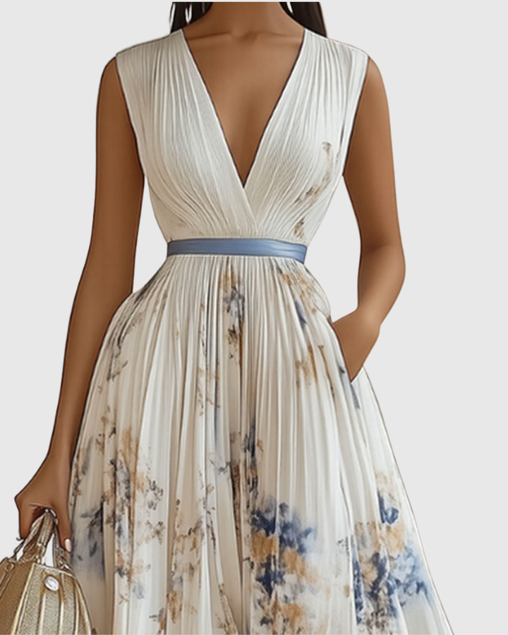 Rowella Elegant Pleated Maxi Dress - Elena Harper