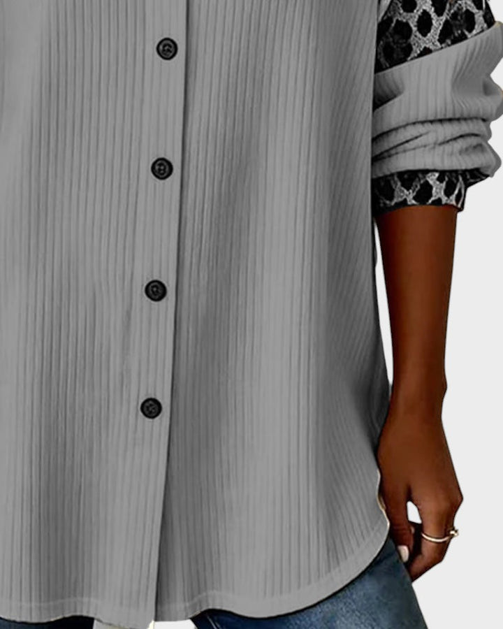 Jackie Leopard Print Button-Down Shirt - Elena Harper