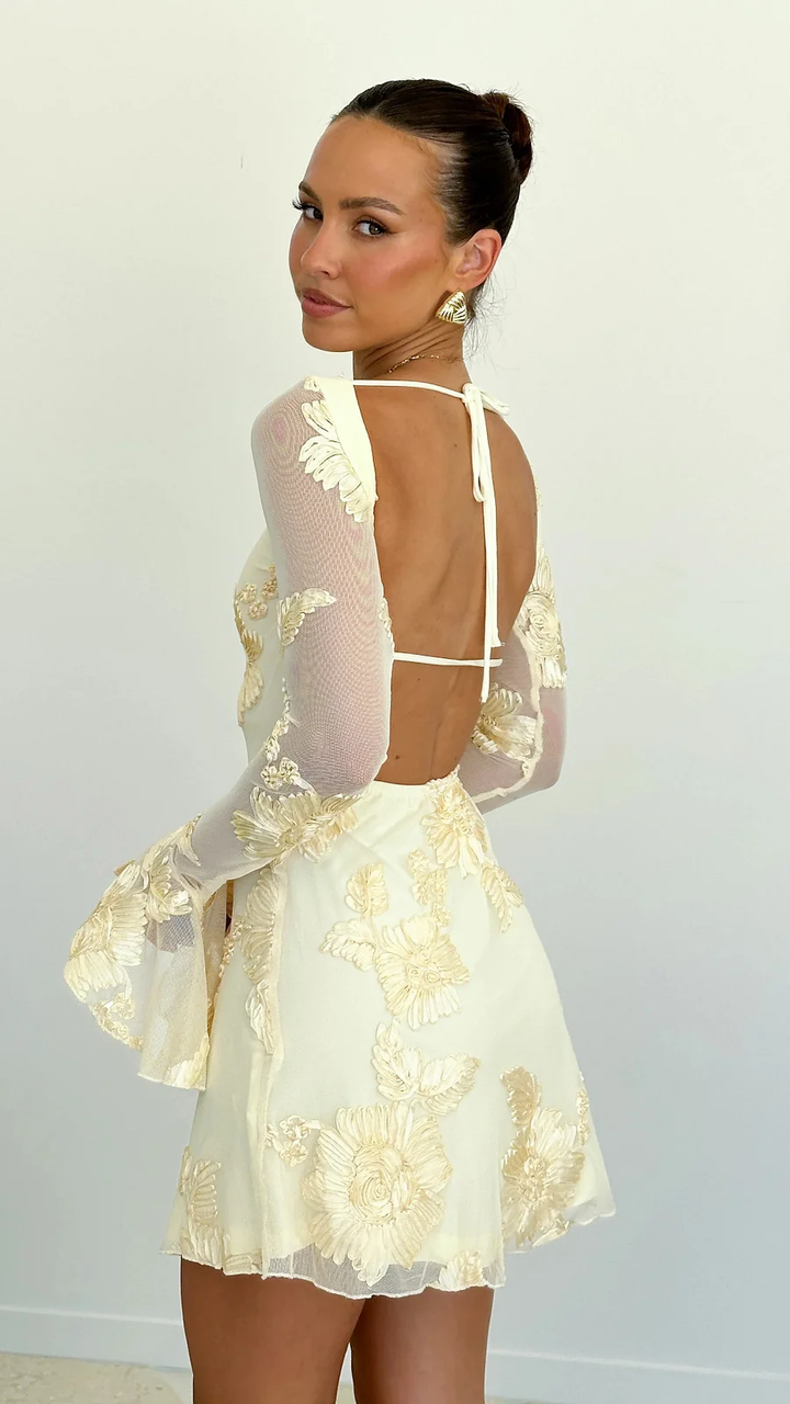 Backless Printed Mini Dress