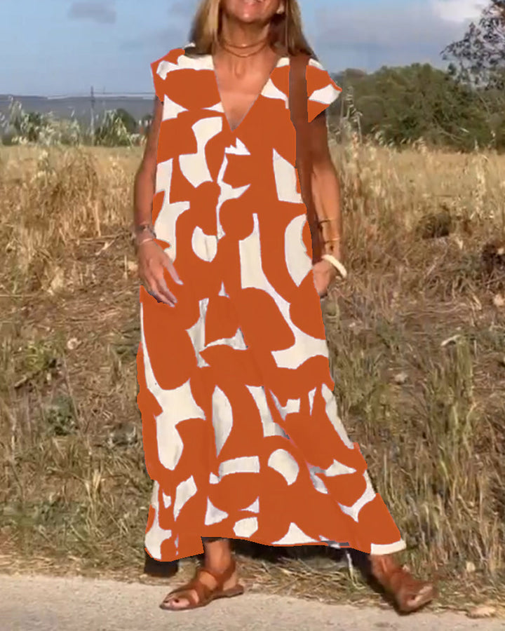 Sarinya Printed Dress With V-Neck - Elena Harper