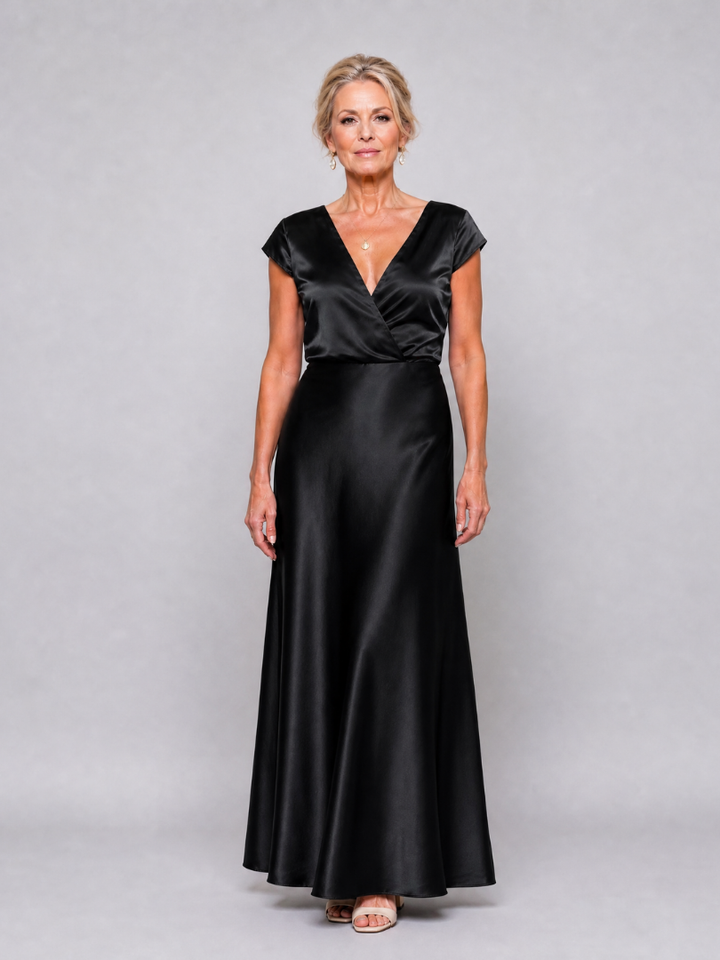 Samouse Cap Sleeve Wrap Bodice Maxi Dress - Elena Harper