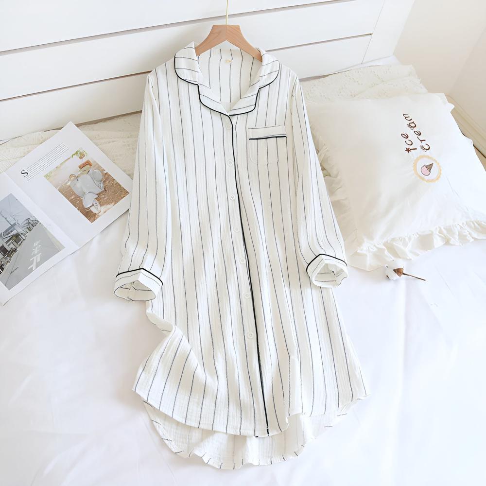 Pastel Stripe Cotton Nightgown