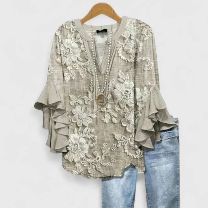 Viviane | Women's Floral Ruffle Sleeve Casual Top