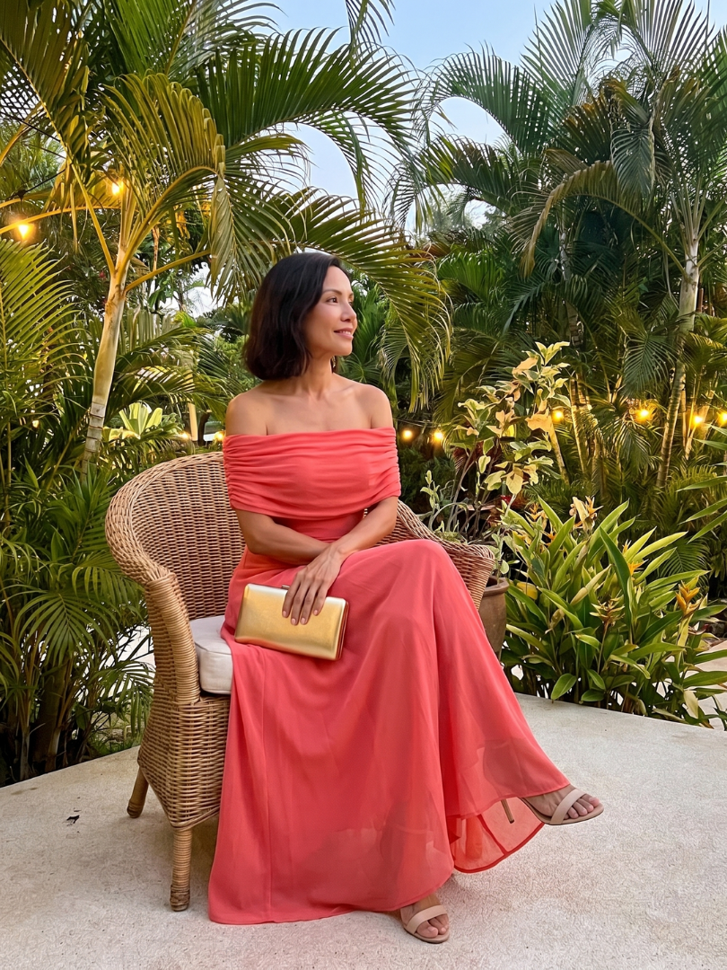 Women's Elegant Off Shoulder Draped Midi Dress