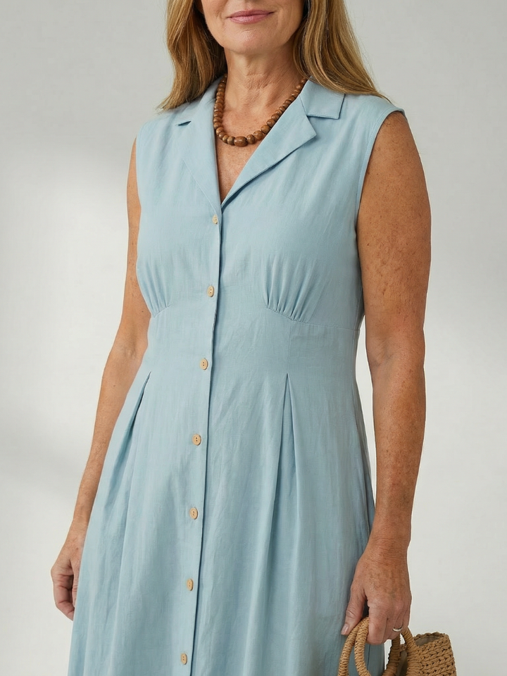 Celyn Stack Button Midi Dress - Elena Harper