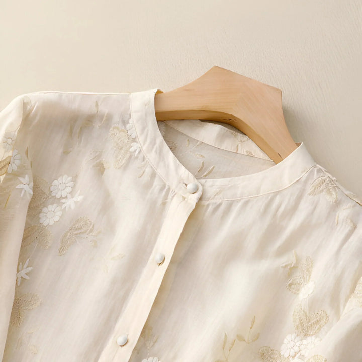 Skyla Embroidered Cotton Blouse, view 5 - Elena Harper