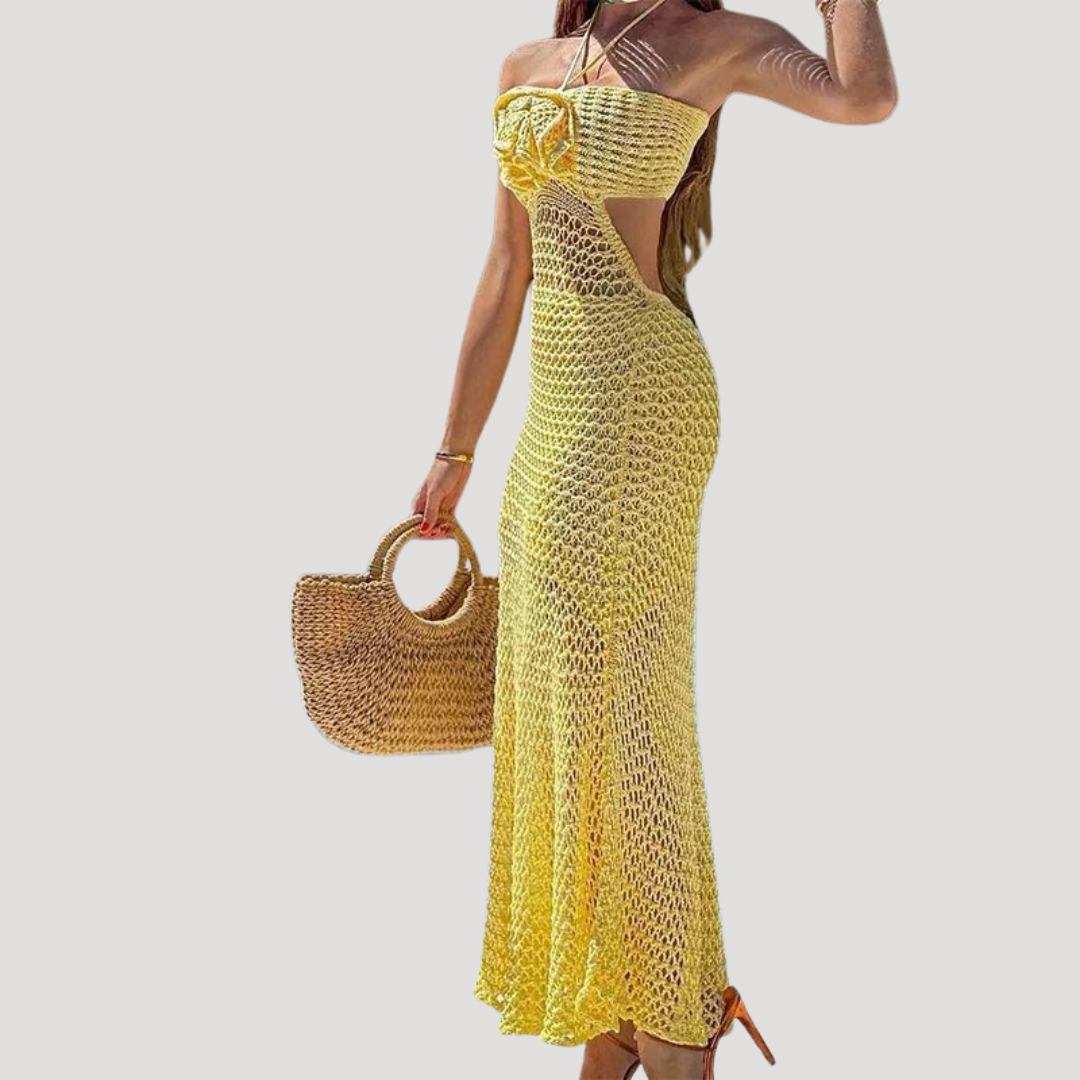 Elegant Backless Crochet Maxi Dress