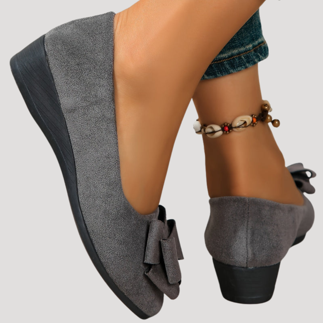 Wedge Ballet Flats with Elegant Bow