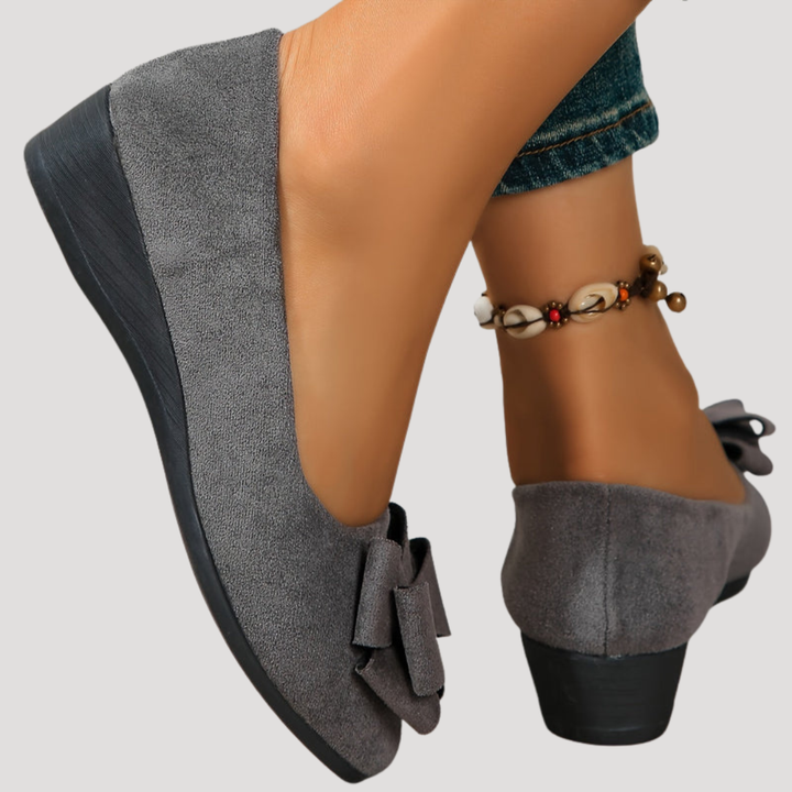 Wedge Ballet Flats with Elegant Bow