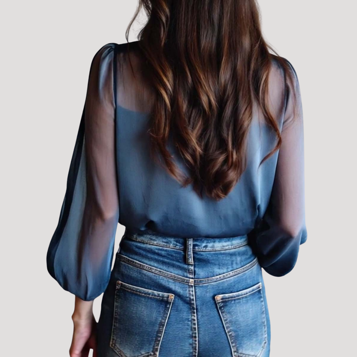 Chic Floral Printed Women's Blouse with Long Sleeves