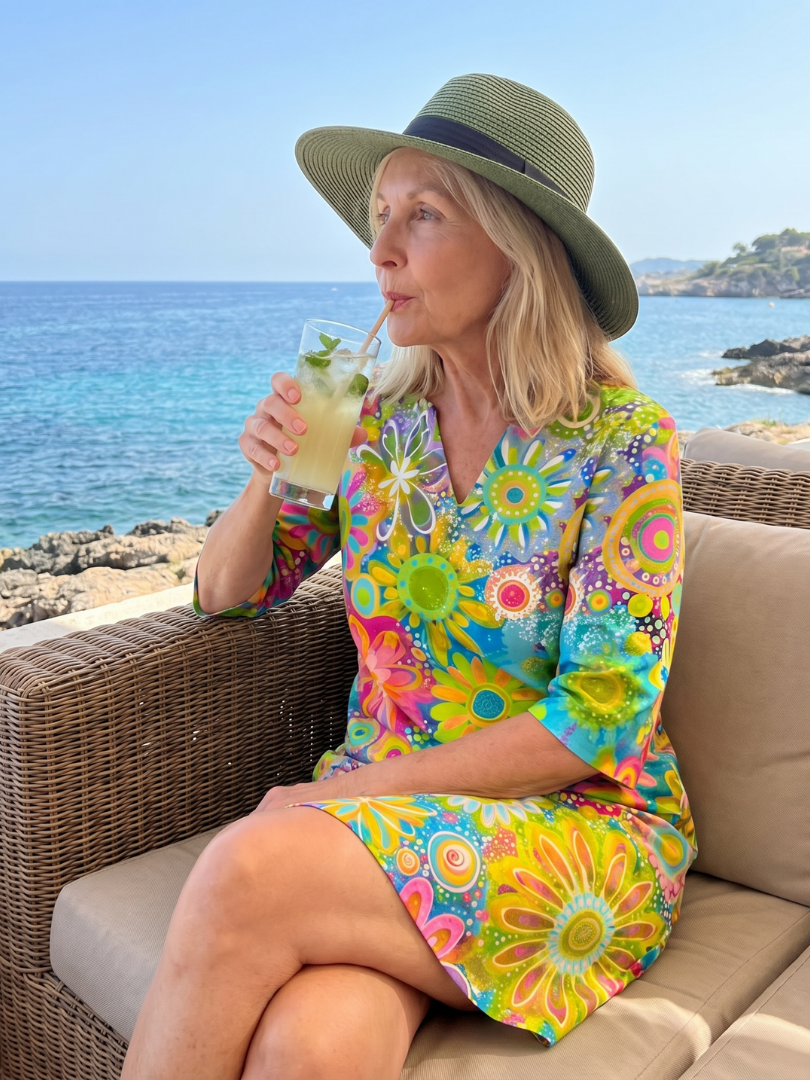 Women's Multicolor Floral Knee Length Dress Effortless Style, view 8 - Elena Harper