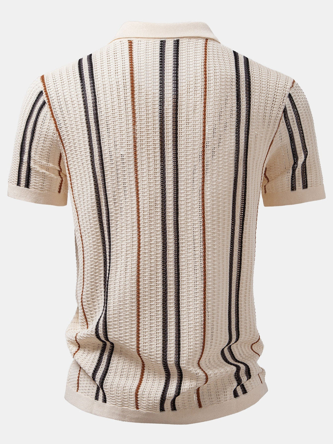 CROCHET STRIPED SHIRT WITH BUTTONS & STRAIGHT LEG LINEN PANTS