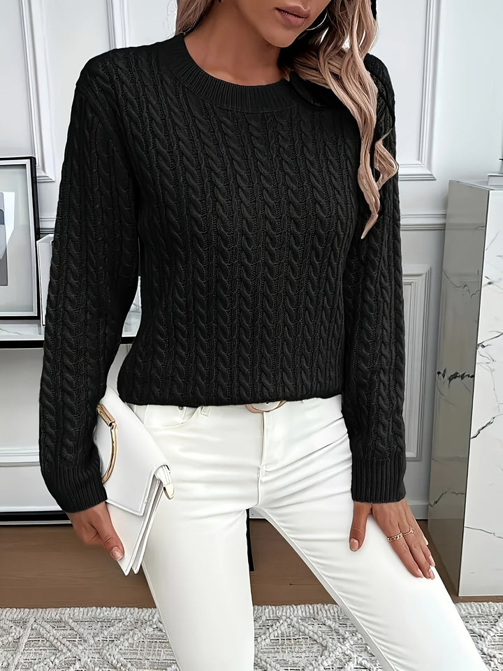 Women's Cable Knit Crew Neck Jumper – Rosalina