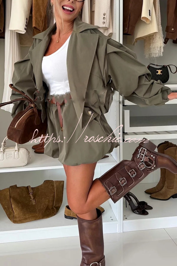 Fashion Style High Rise Elastic Waist Pocketed  Bloomer Shorts (Shipped Within 24 Hours)