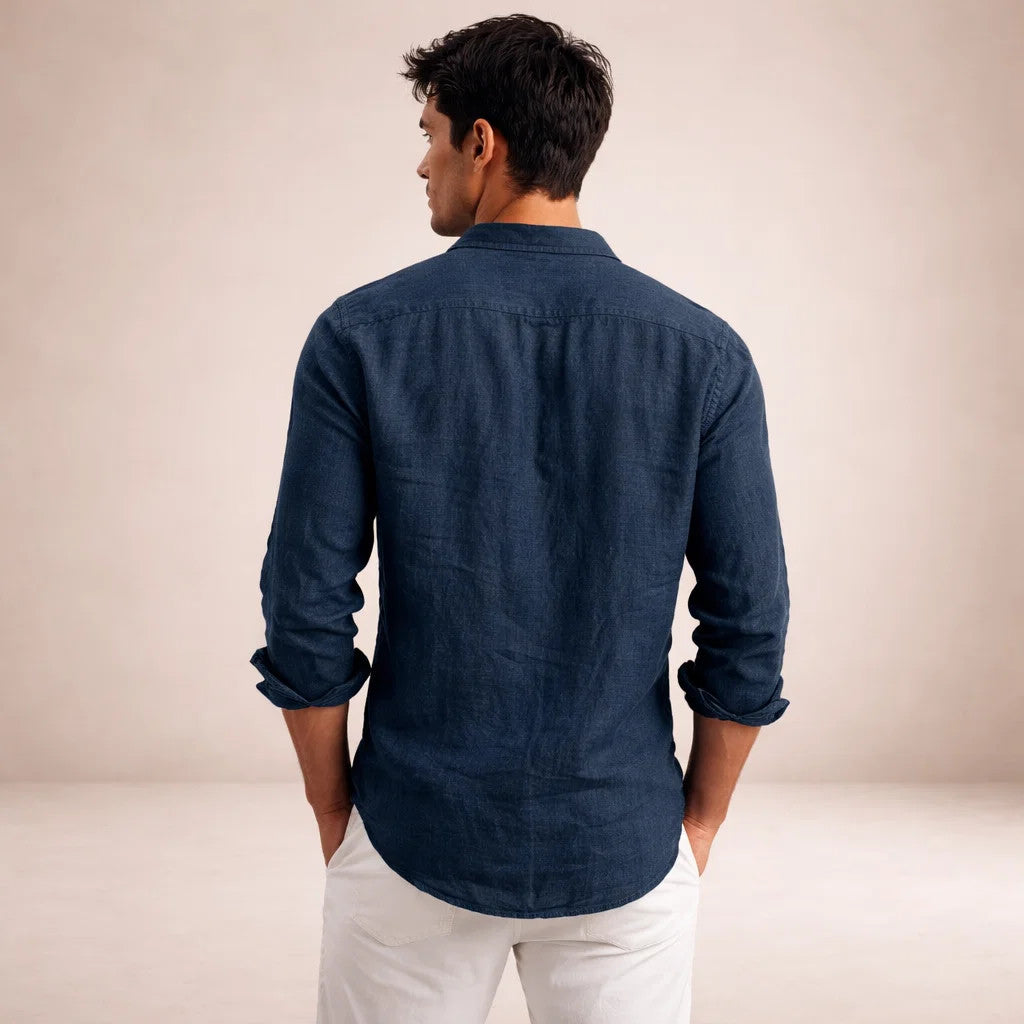 ELENA HARPER™  |  OPEN COLLAR LINEN SHIRT FOR MEN