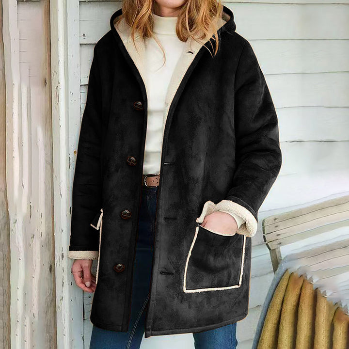 Women's Soft Suede Effect Coat with Fleece Interior - Irmela