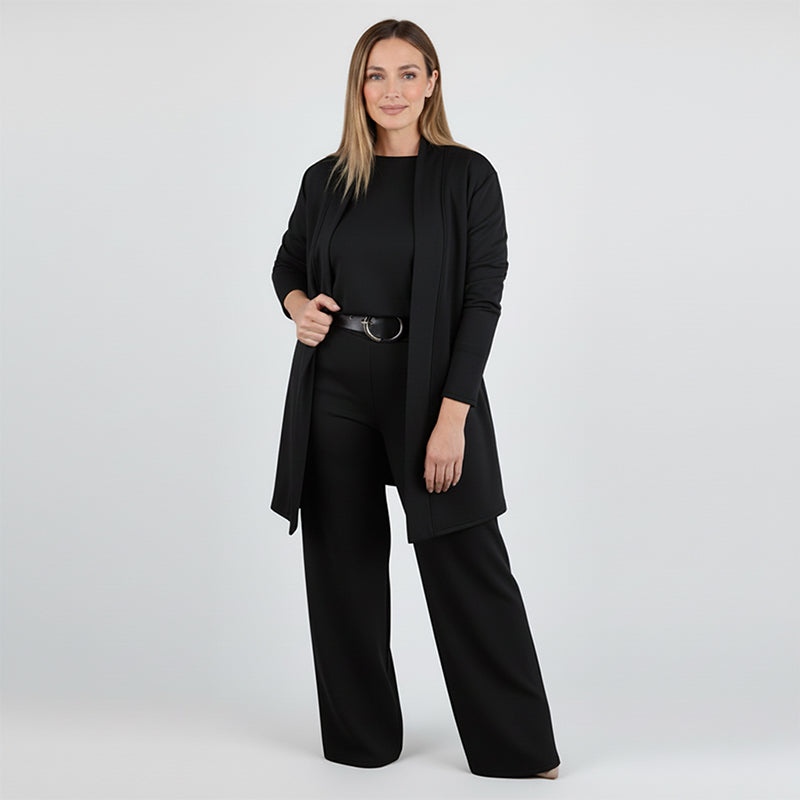 Dorren Elegant 3-Piece Set With Long Cardigan, Top & Pant - Elena Harper