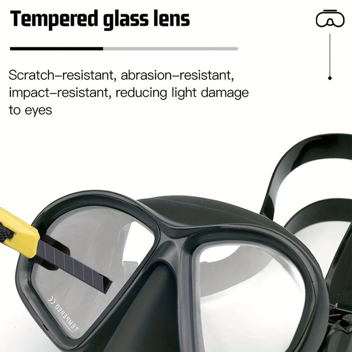 Tempered Diving Mask with Case - Diving Goggles with Anti-Fog and Camera Mount