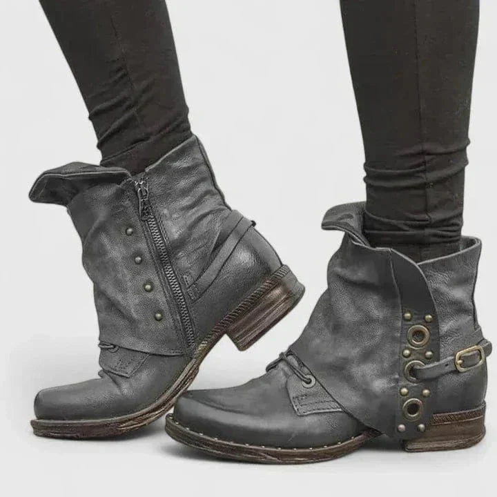 Rosalind | Striking Vintage Ankle Boots in Leather Look