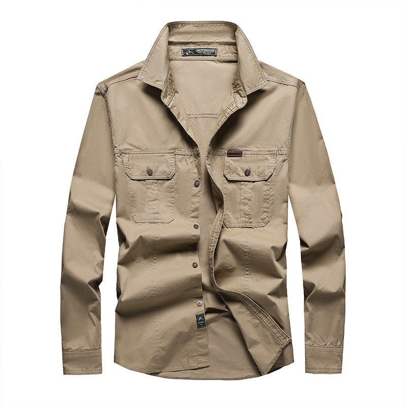 Premium Long Sleeve Cargo Shirt for Men – Casual Workwear with Loose Fit