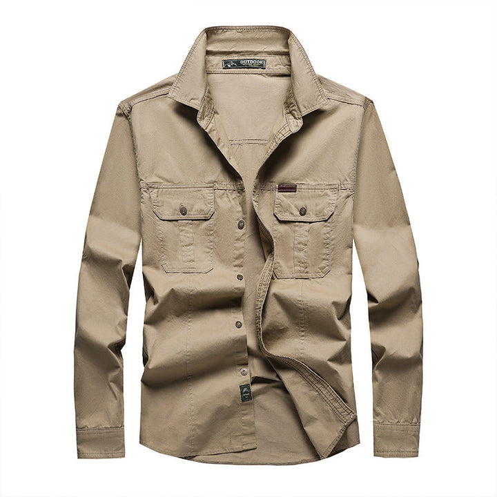 Premium Long Sleeve Cargo Shirt for Men – Casual Workwear with Loose Fit