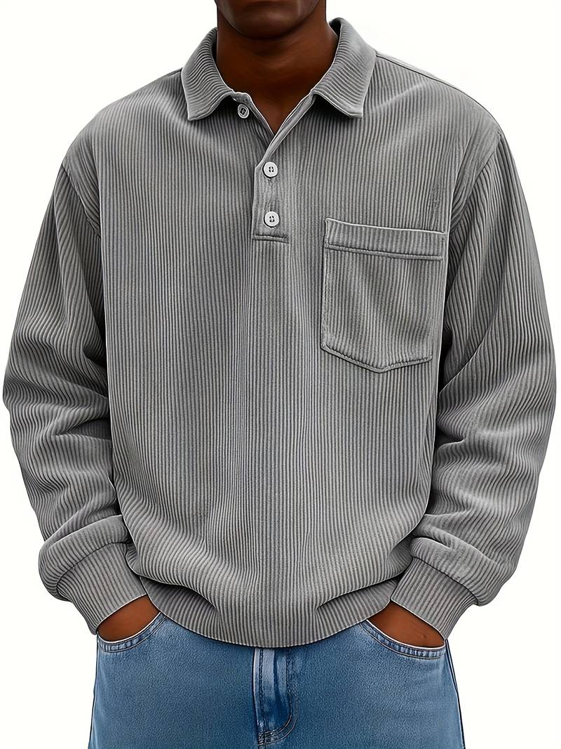 Hawkins - Long Sleeve Turn-Collar Corduroy Shirt