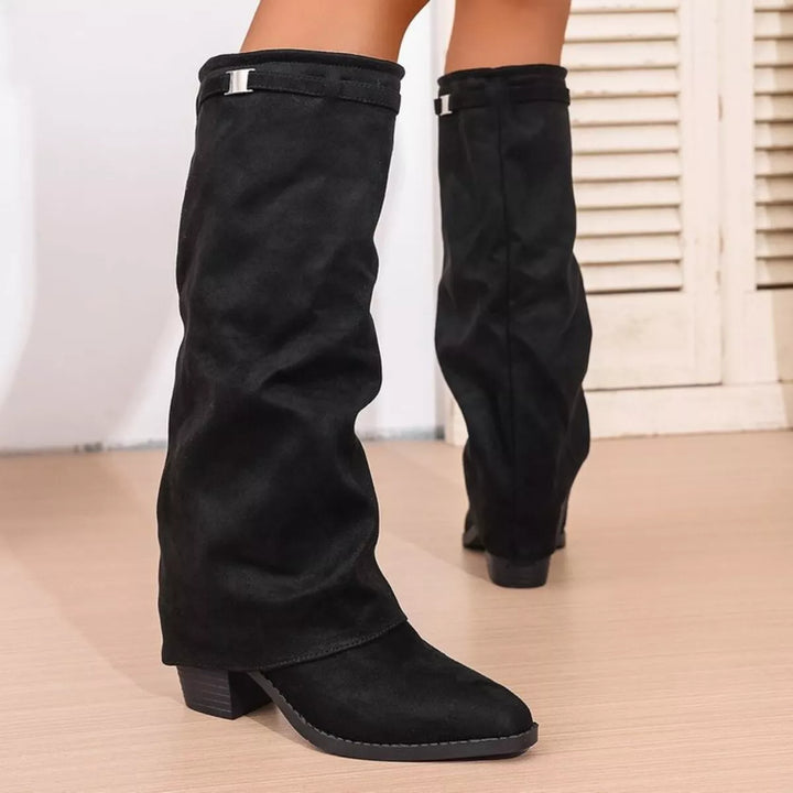 Shannon Point Toe Block Heels Boots, view 4 - Elena Harper