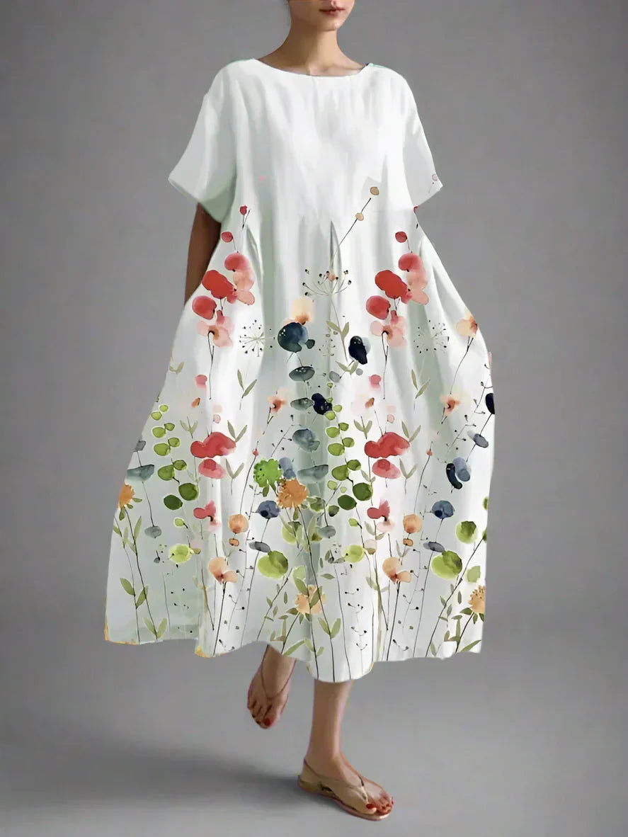 Urmelhild Summer Dress with Floral Pattern and Comfortable Freedom of Movement - Elena Harper