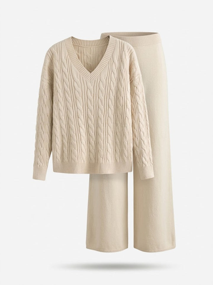 Women's Two-Piece Set, V-Neck and Long Sleeve