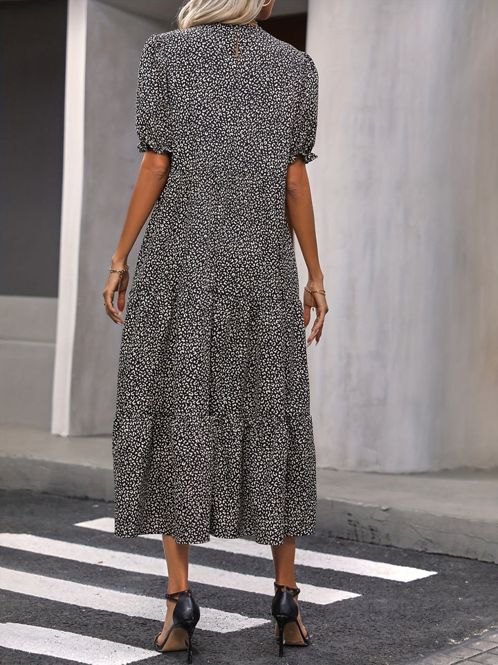 Long Dress for Women Round Neck with Elegant Ruffled Details - Elena Harper