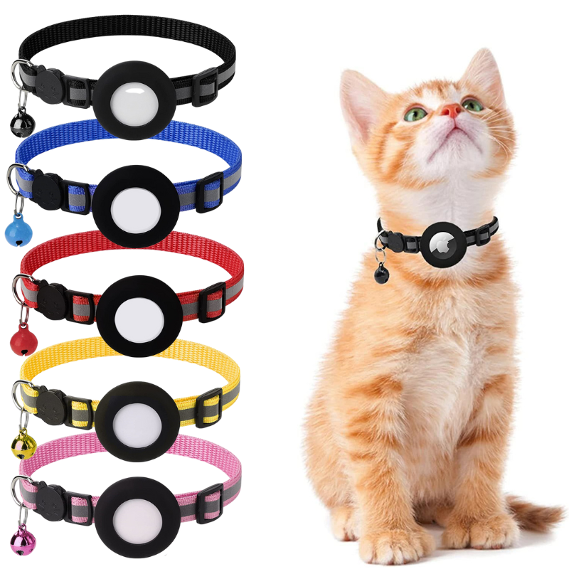 Cat's AirTag Tracking Collar with Reflective Safety Stripes