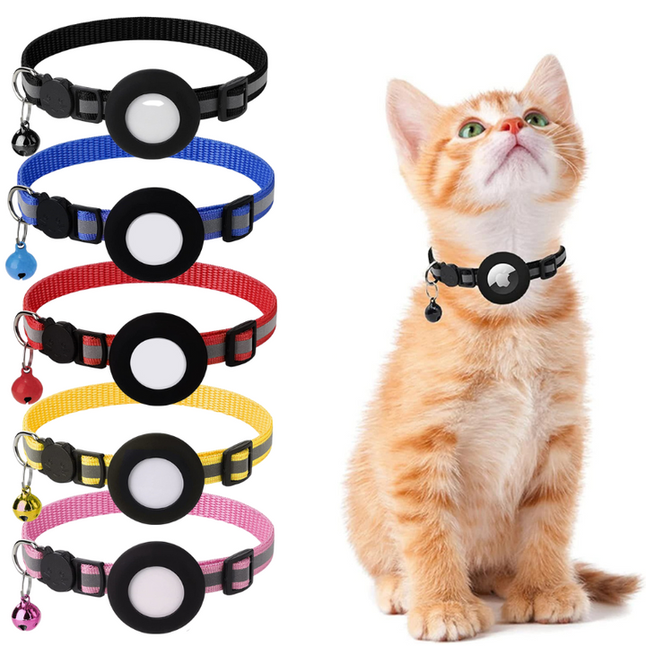 Cat's AirTag Tracking Collar with Reflective Safety Stripes